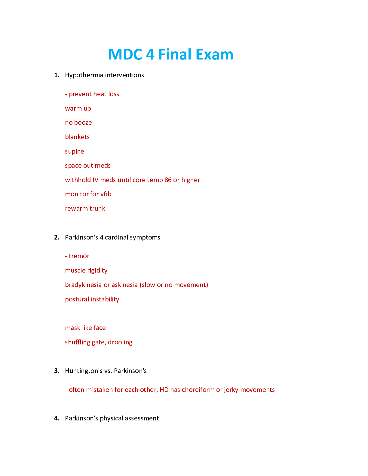 Preview image for NUR 2755 / NUR2755: Multidimensional Care IV / MDC 4 Final Exam Review (Latest 2021 / 2022) Rasmussen